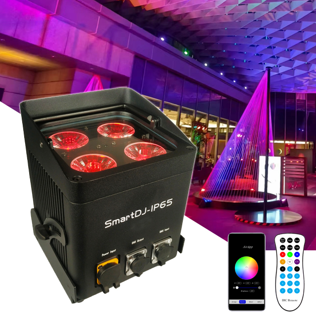 SmartDJ IP 4 Outdoor Waterproof 4x18W RGBWA+UV 6in1 LED Battery Wireless Uplights Rechargeable Par Uplighting Lights